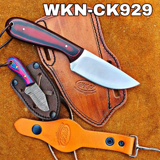 Custom Made D2 Steel Fixed Blades Western Cowboy and Skinner knives Set. With Custom Initial On The Blade and Sheath Just Write Your Initial In The Note.