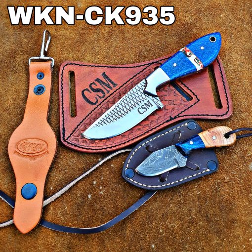 Custom Made Horse Rasp Stainless Steel Fixed Blades Western Cowboy and Skinner knives Set With Custom Initial On The Blade and Sheath Just Write Your Initial In The Note.