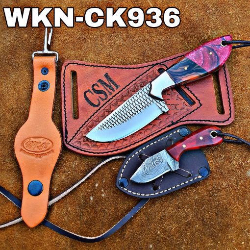 Custom Made Horse Rasp Stainless Steel Fixed Blades Western Cowboy and Skinner knives Set With Custom Initial On The Blade and Sheath Just Write Your Initial In The Note. (Copy)