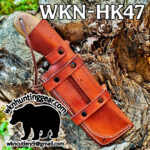 Handmade Damascus Steel Hunting and Camping knife with Horizontal Leather Sheath Get Your Initials On The Blade and Sheath Just Write Your Initials In The Notes… - Image 6