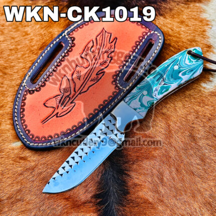 Handmade Cowboy knife Horse Rasp Steel Fixed Blades Western Cowboy and Skinner knife With Hand Carved Leather Sheath…