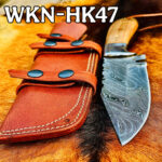 Handmade Damascus Steel Hunting and Camping knife with Horizontal Leather Sheath Get Your Initials On The Blade and Sheath Just Write Your Initials In The Notes… - Image 4