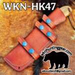 Handmade Damascus Steel Hunting and Camping knife with Horizontal Leather Sheath Get Your Initials On The Blade and Sheath Just Write Your Initials In The Notes… - Image 5