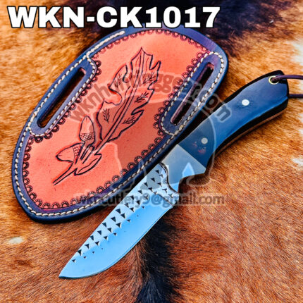 Handmade Cowboy knife Horse Rasp Steel Fixed Blades Western Cowboy and Skinner knife With Hand Carved Leather Sheath…