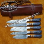 Custom made Damascus Steel Chef knives set.