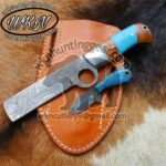Custom Made Damascus Steel Pistol Cutter and Skinner knives set...