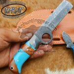 Custom Made Damascus Steel Pistol Cutter and Skinner knives set... - Image 2
