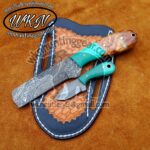 Custom Made Damascus Steel Bull Cutter Knives set...