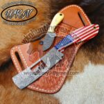 Custom Made Damascus Steel praying Cowboy Bull Cutter and Skinner knives set...