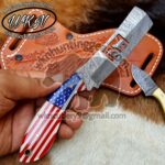Custom Made Damascus Steel praying Cowboy Bull Cutter and Skinner knives set... - Image 2