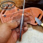 Custom Made Damascus Steel praying Cowboy Bull Cutter and Skinner knives set... - Image 3