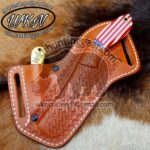 Custom Made Damascus Steel praying Cowboy Bull Cutter and Skinner knives set... - Image 4
