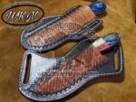 Custom Made Damascus Steel Bull Cutter and Cowboy knives set... - Image 4