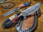 Custom Made Damascus Steel Bull Cutter and Cowboy knives set... - Image 2