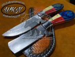 Custom Made Damascus Steel Bull Cutter and Cowboy knives set...