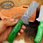 Custom Made Damascus Steel Bull Cutter knives set... - Image 2