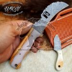 Custom Made Damascus Steel Fixed Blades Hawksbill Lineman and Skinner knives set... - Image 2