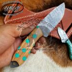 Custom Made Damascus Steel Fixed Blades Cowboy and Skinner knives set... - Image 2