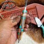 Custom Made Damascus Steel Fixed Blades Cowboy and Skinner knives set... - Image 3