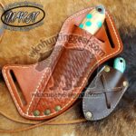 Custom Made Damascus Steel Fixed Blades Cowboy and Skinner knives set... - Image 4