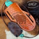 Custom Made Damascus Steel Fixed Blades Cowboy Bull Riding and Skinner knives set... - Image 4