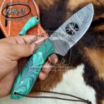 Custom Made Damascus Steel Fixed Blades Coonhound Hunting and Skinner knives set... - Image 2