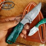 Custom Made Damascus Steel Fixed Blades Cowboy and Skinner knives set... - Image 2