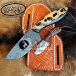 Custom Made Damascus Steel Fixed Blades Deer Hunting and Skinner knives set...