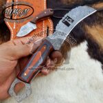 Custom Made Damascus Steel Fixed Blades Hawksbill Lineman and Skinner knives set... - Image 2