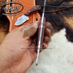 Custom Made Damascus Steel Fixed Blades Hawksbill Lineman and Skinner knives set... - Image 3