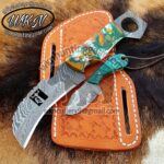 Custom Made Damascus Steel Fixed Blades Hawksbill Lineman and Skinner knives set...