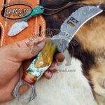 Custom Made Damascus Steel Fixed Blades Hawksbill Lineman and Skinner knives set... - Image 2