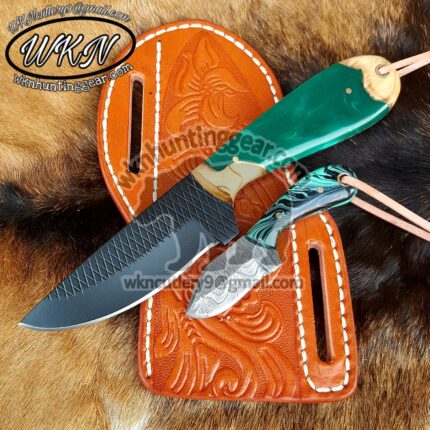 Custom Made Horse Rasp Steel With Powder Coated Fixed Blades Cowboy and Skinner knives set...
