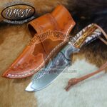 Custom Made Horse Rasp Steel Fixed Blade Cowboy Skinner knife with Horizontal Sheath...