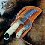 Custom Made High Carbon 1095 Steel Fixed Blades Hawksbill Lineman and Skinner knives set with Handmade Leather Sheaths... - Image 2