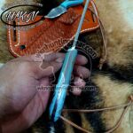 Custom Made Damascus Steel Fixed Blades Bull Riding and Skinner knives set... - Image 3