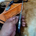 Custom Made Damascus Steel Fixed Blades Cowboy and Skinner knives set... With Handmade Leather Sheaths... - Image 3