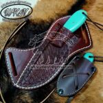 Custom Made Damascus Steel Fixed Blades Cowboy and Skinner knives set... - Image 4