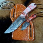 Custom Made Horse Rasp Stainless Steel Fixed Blades Cowboy and Skinner knives set... With Handmade Leather Sheaths...