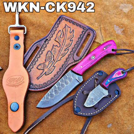 Custom Made 1095 High Carbon Steel Fixed Blades Western Cowboy and Skinner knives Set...