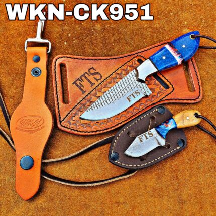 Custom Made Horse Rasp Stainless Steel Fixed Blades Western Cowboy and Skinner knives Set With Custom Initial On The Blade and Sheath Just Write Your Initial In The Note...