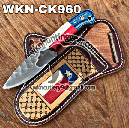 Custom Handmade With 1095 Steel Fixed Blade With Handmade Pancake Texas Leather Sheath...
