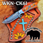 handmade damascus steel cowboy knife.