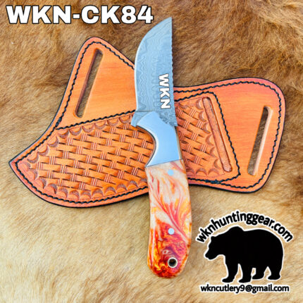 handmade damascus steel cowboy knives.