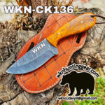 handmade damascus steel cowboy knife.