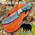 handmade damascus steel cowboy knife.