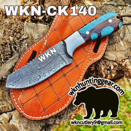 handmade damascus steel cowboy knife.