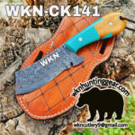 handmade damascus steel cowboy knife.