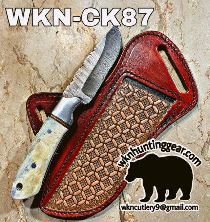 handmade damascus steel cowboy knife.