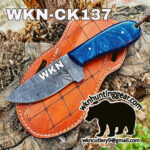 handmade damascus steel cowboy knife.